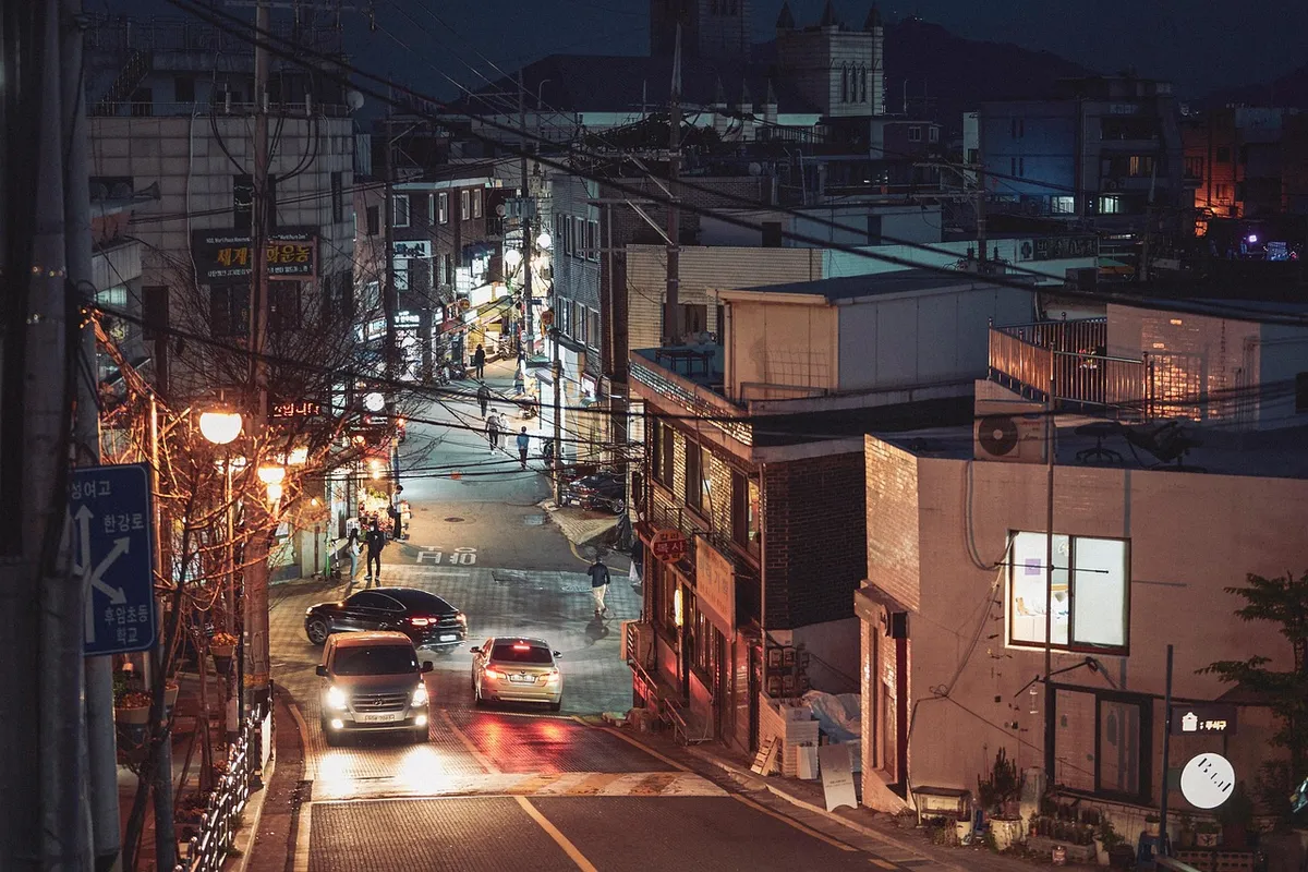 南韓，自然，街頭，首爾，黃昏，夕陽，城市，風景，電影攝影，巷弄