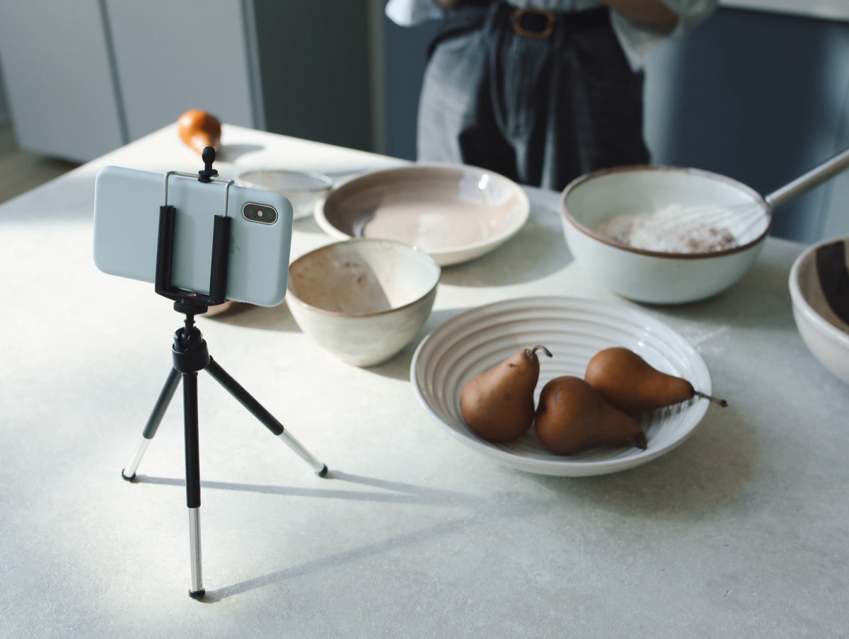 Modern vlogging camera gear on a tripod